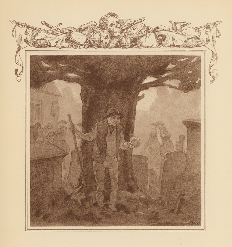 Ilustração para a Elegia de Gray (litografia a cores) de Frank Adams