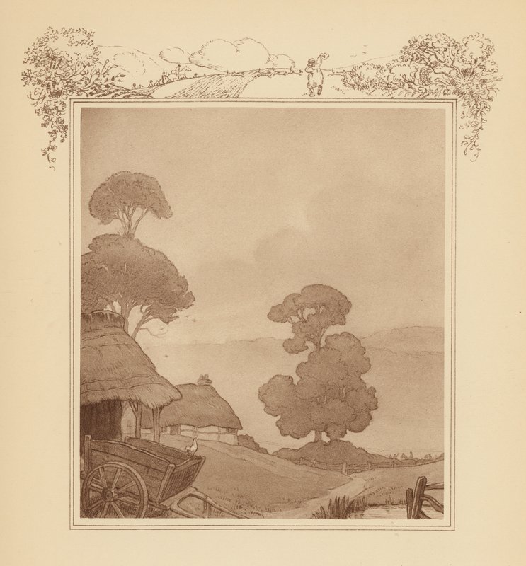 Ilustração para a Elegia de Gray (litografia a cores) de Frank Adams