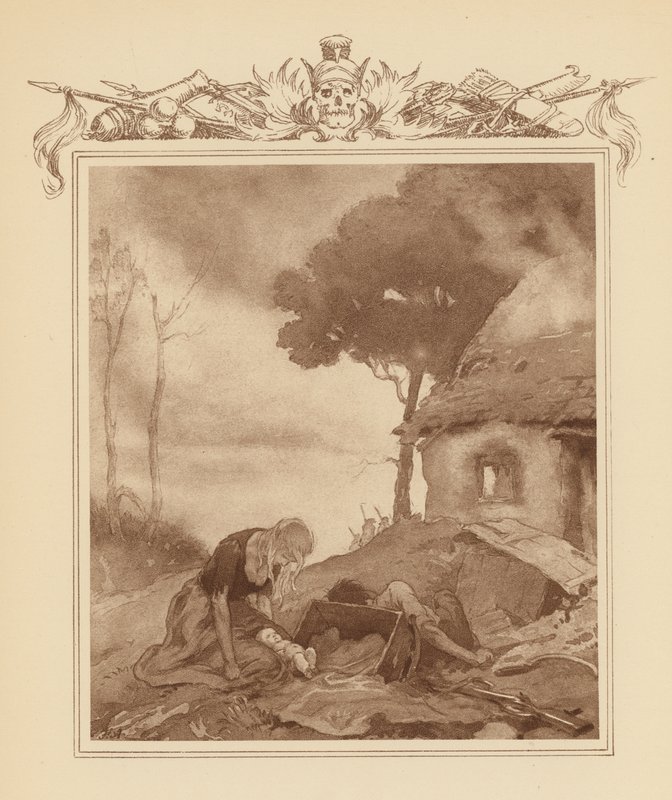 Ilustração para a Elegia de Gray (litografia a cores) de Frank Adams