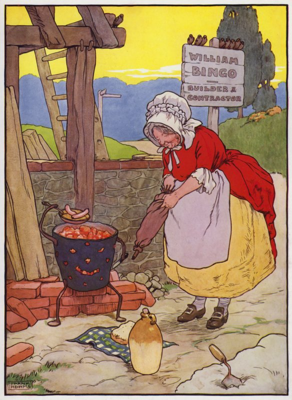 Ilustração para Old Dame Trot And Her Pig (cor litho) de Frank Adams