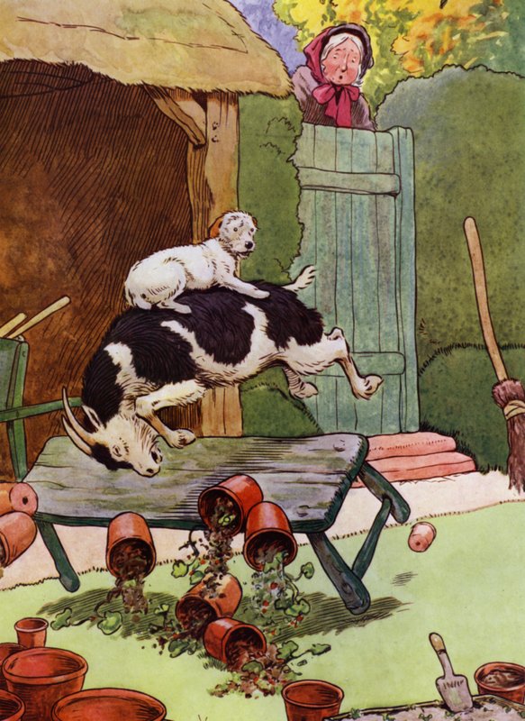 Ilustração para a Velha Mãe Hubbard (cor litho) de Frank Adams