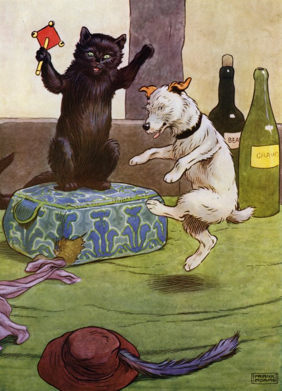 Ilustração para a Velha Mãe Hubbard (cor litho) de Frank Adams