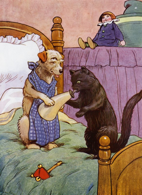 Ilustração para a Velha Mãe Hubbard (cor litho) de Frank Adams