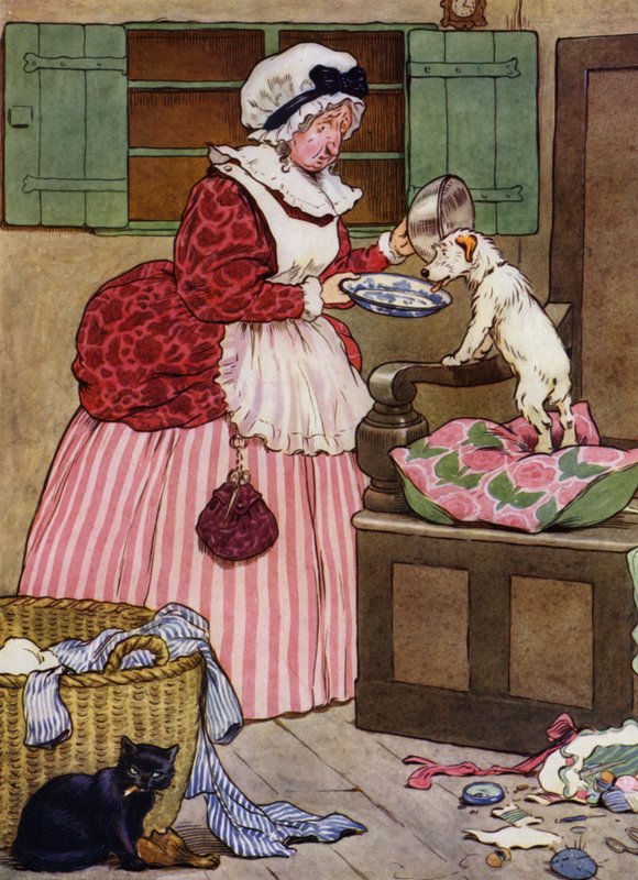 Ilustração para a Velha Mãe Hubbard (cor litho) de Frank Adams