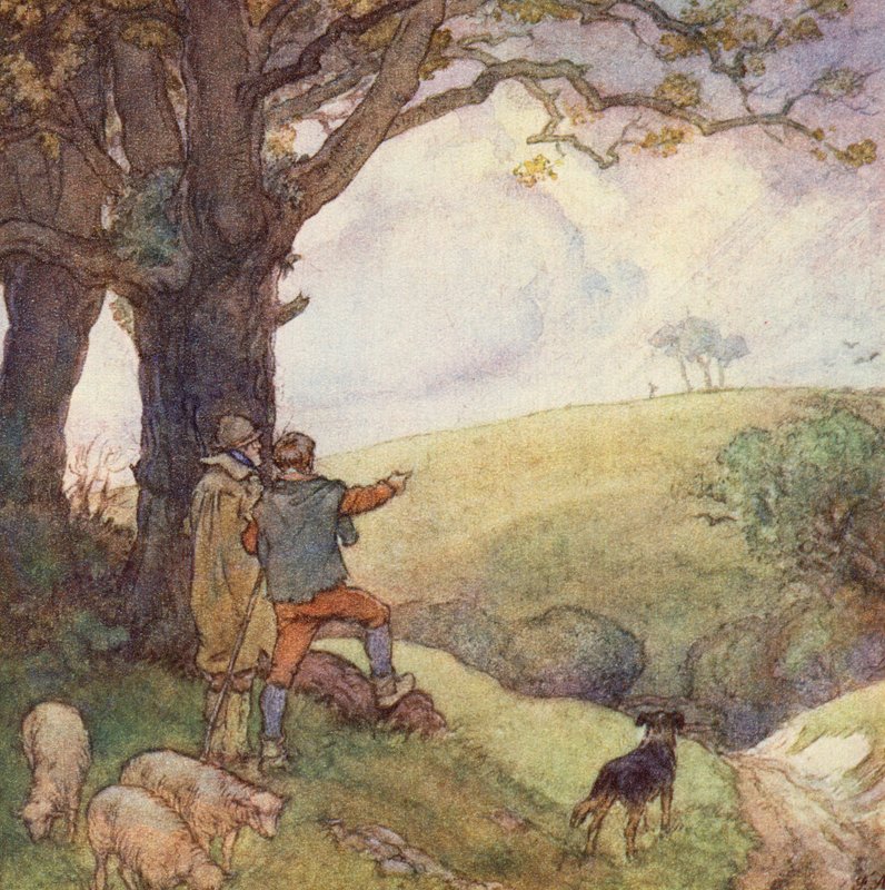 Ilustração para The Scholar-Gipsy de Matthew Arnold (cor litho) de Frank Adams
