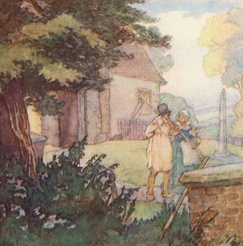 Ilustração para The Scholar-Gipsy por Matthew Arnold (lito colorido) de Frank Adams