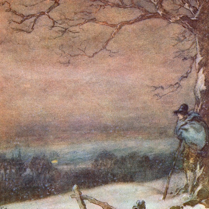 Ilustração para The Scholar-Gipsy de Matthew Arnold (cor litho) de Frank Adams
