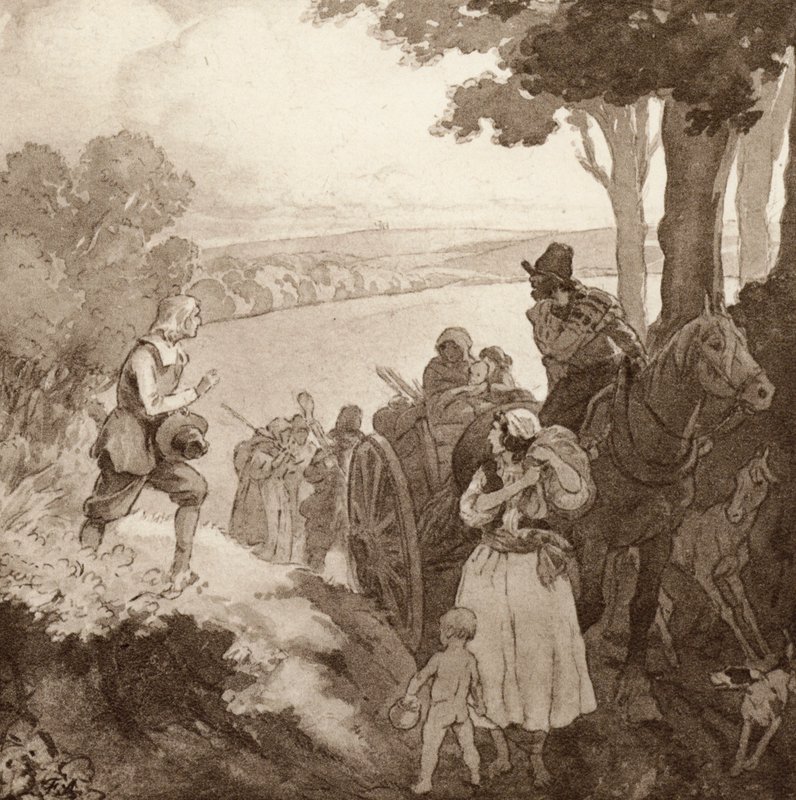 Ilustração para The Scholar-Gipsy de Matthew Arnold (cor litho) de Frank Adams