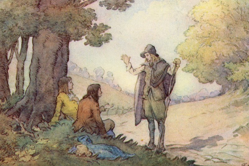 Ilustração para The Scholar-Gipsy por Matthew Arnold (lito colorido) de Frank Adams