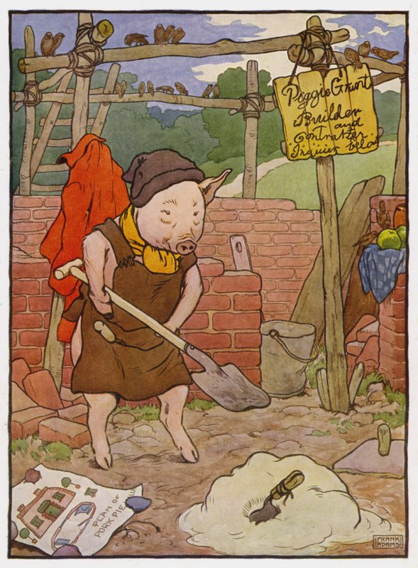 Ilustração para os três porquinhos de Frank Adams