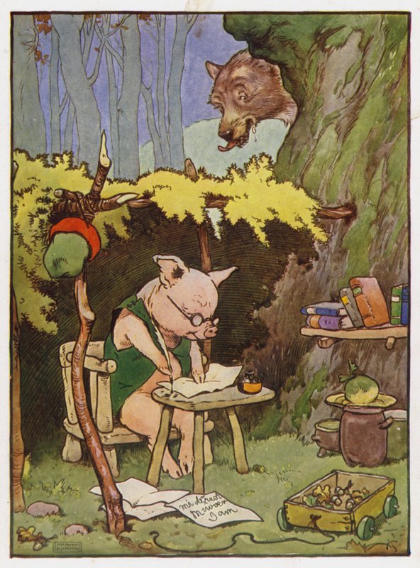 Ilustração para os três porquinhos de Frank Adams