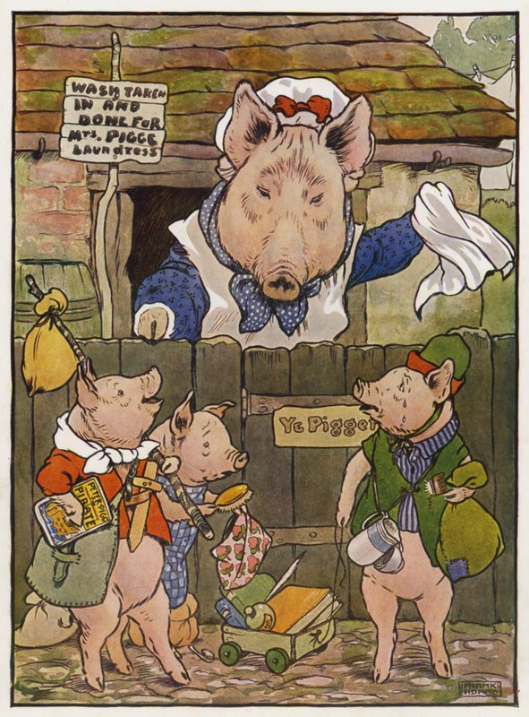 Ilustração para os três porquinhos de Frank Adams