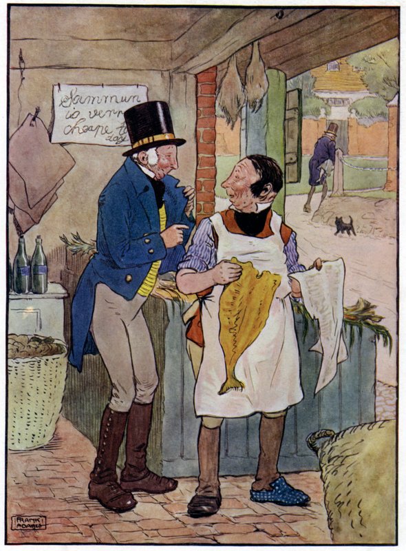 Três Pescadores Alegres (cor litho) de Frank Adams
