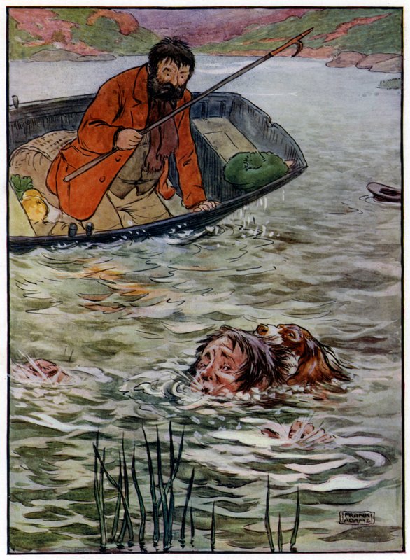 Três Pescadores Alegres (cor litho) de Frank Adams