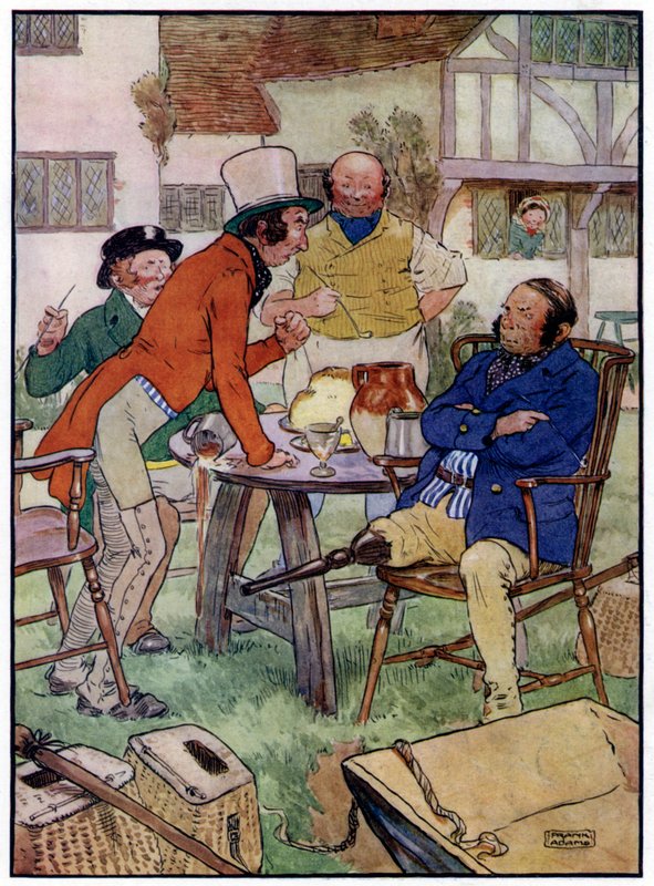 Três Pescadores Alegres (cor litho) de Frank Adams