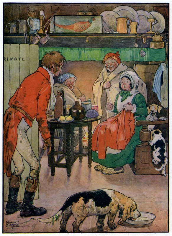 Três Caçadores Alegre (cor litho) de Frank Adams