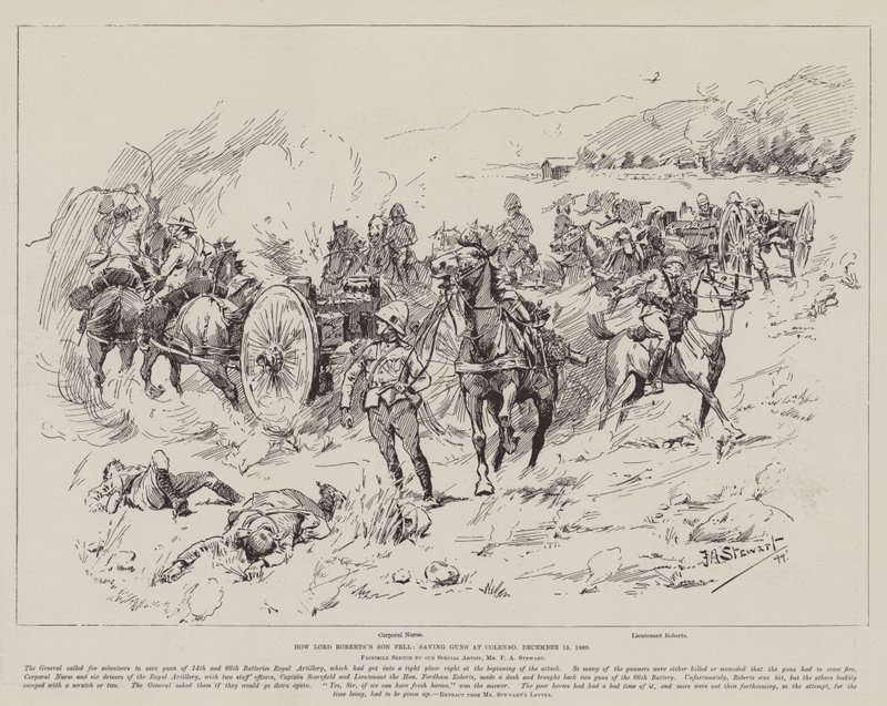Como o filho de Lord Roberts caiu, salvando armas em Colenso, 15 de dezembro de 1899 de Frank Algenon Stewart