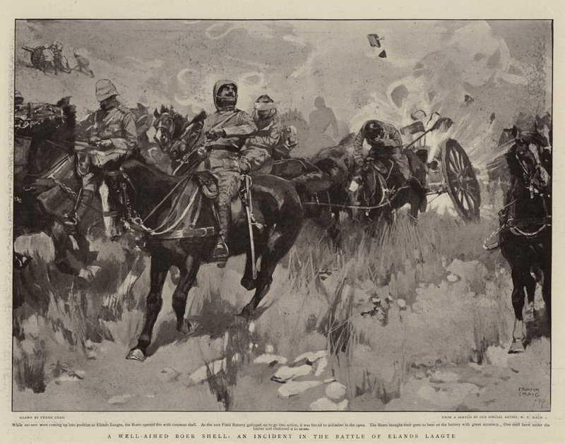 Um Boer Shell Bem Dirigido, um Incidente na Batalha de Elands Laagte de Frank Craig
