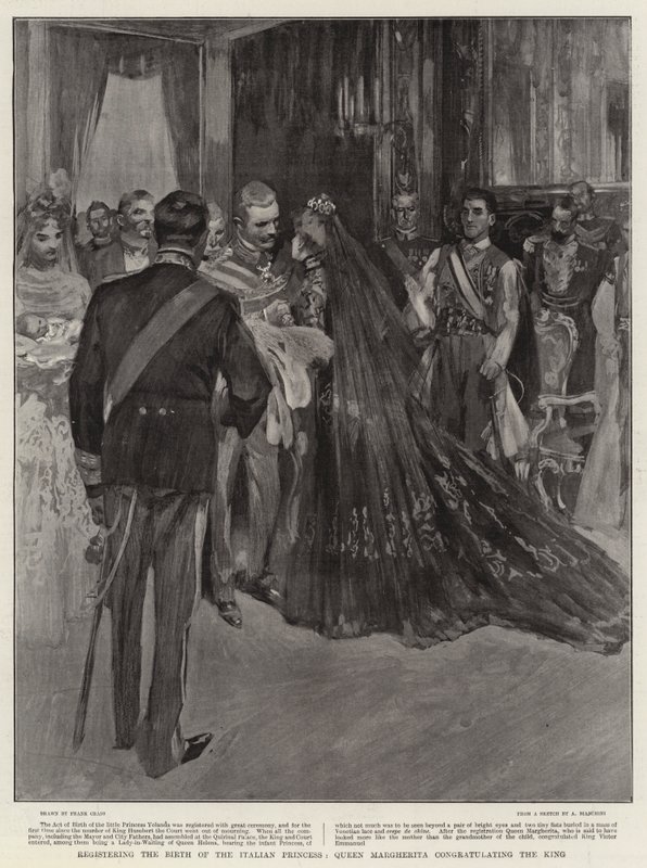 Registrando o Nascimento da Princesa Italiana, a Rainha Margherita parabenizando o Rei de Frank Craig