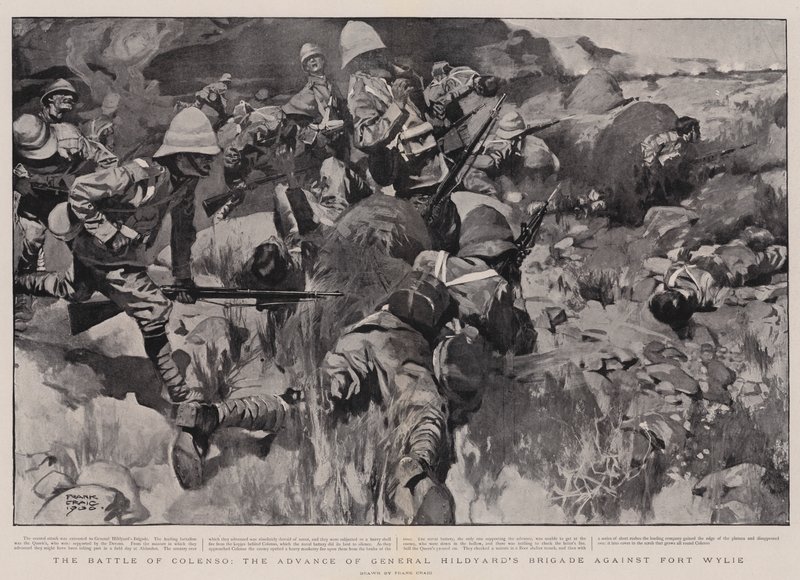 A Batalha de Colenso, o avanço da Brigada do General Hildyard contra o Fort Wylie de Frank Craig
