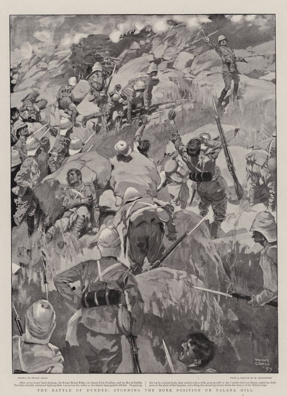 A Batalha de Dundee, tomando a posição de Boer em Talana Hill de Frank Craig