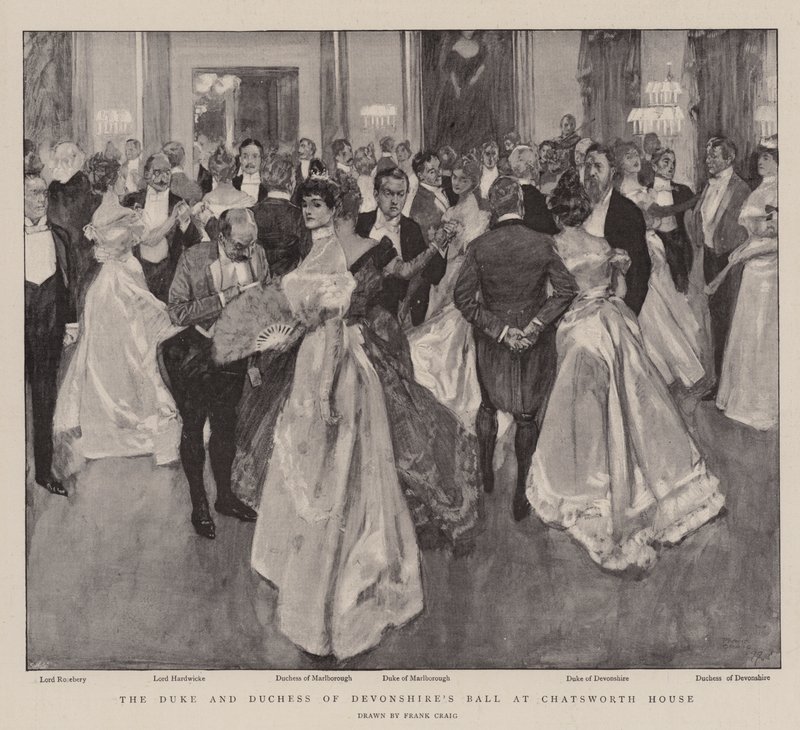 O Duque e a Duquesa do Baile de Devonshire na Chatsworth House de Frank Craig