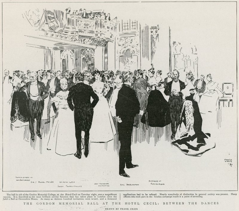 O Gordon Memorial Ball no Hotel Cecil, entre os bailes (litho) de Frank Craig