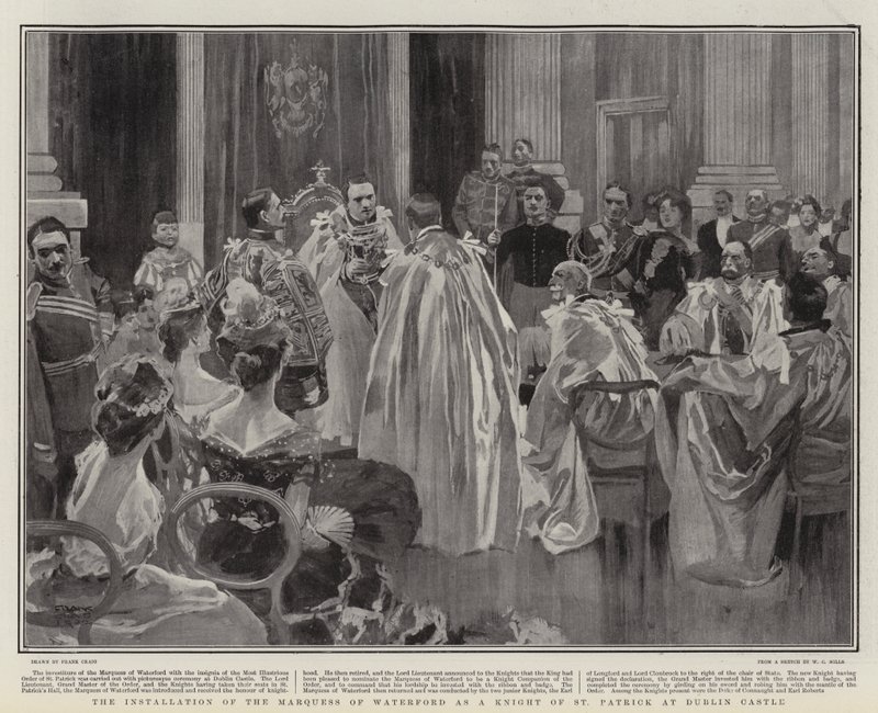A instalação do marquês de Waterford como um cavaleiro de São Patrício no Castelo de Dublin de Frank Craig