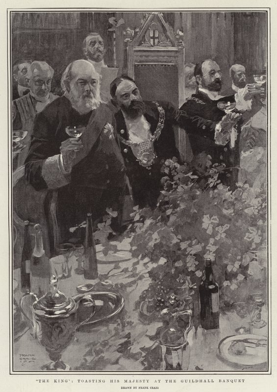 O rei, brindando sua majestade no banquete de Guildhall de Frank Craig