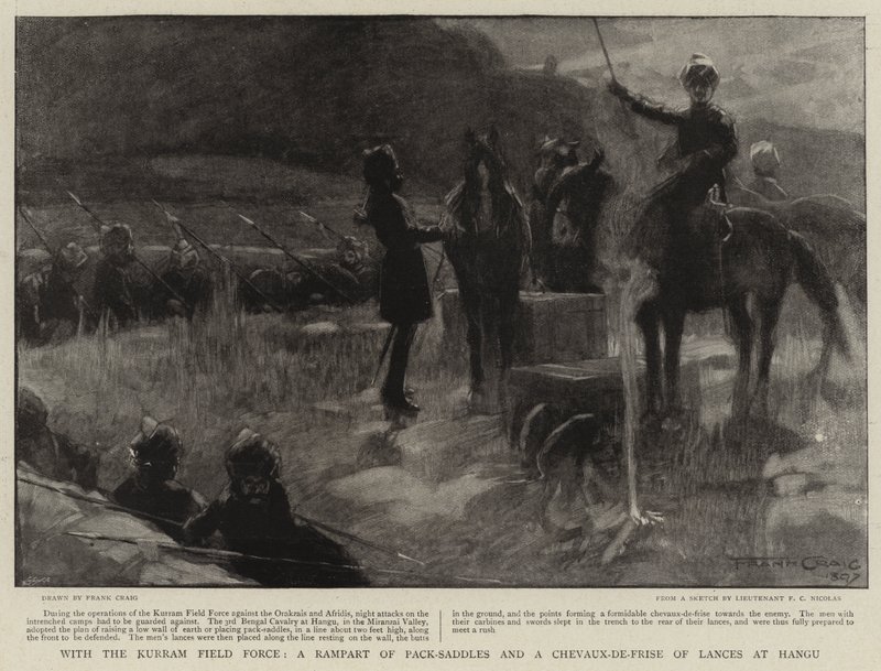 Com a Força de Campo de Kurram, uma Muralha de Selas e um Chevaux-de-Frise de Lanças em Hangu de Frank Craig
