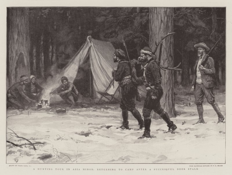 Uma excursão de caça na Ásia Menor, retornando ao Acampamento após um caule bem sucedido de Frank Dadd