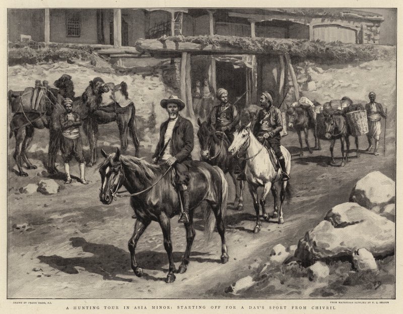 Uma excursão de caça na Ásia Menor, partindo para um dia de esporte a partir de Chivril de Frank Dadd
