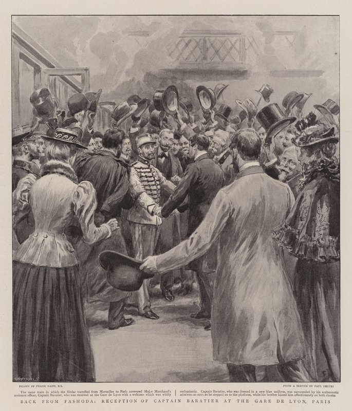 De volta de Fashoda, Recepção do Capitão Baratier na Gare de Lyon, Paris de Frank Dadd