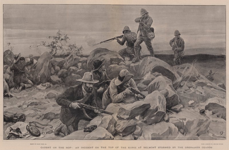 Caught on the Hop, um incidente no topo do Kopje em Belmont invadido pela Grenadier Guards de Frank Dadd