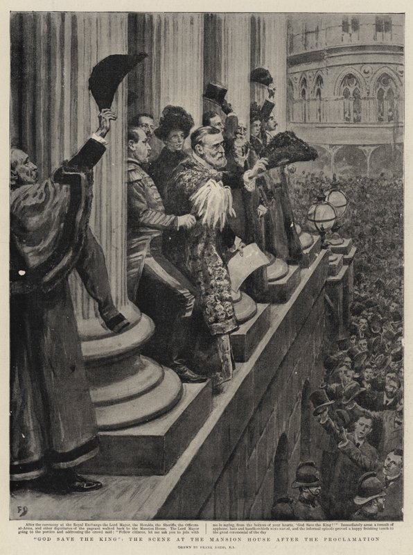 Deus salve o rei, a cena na mansão após a proclamação de Frank Dadd
