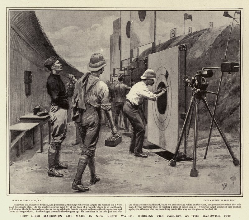 Quão bons atiradores são feitos em Nova Gales do Sul, trabalhando os alvos nos poços de Randwick de Frank Dadd