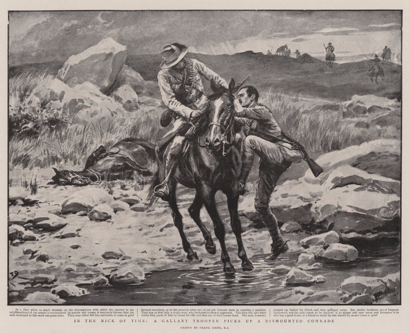 No Nick of Time, um soldado galante pega o Camarada Desmontado de Frank Dadd