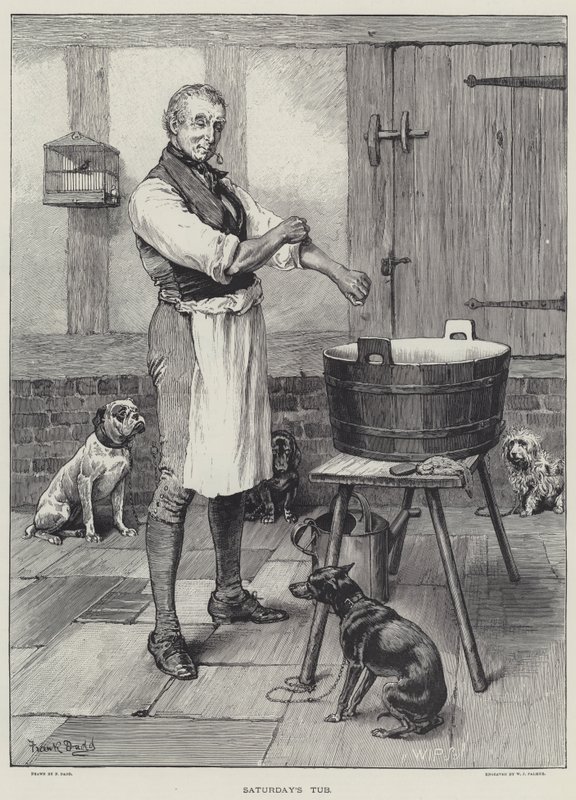 Gravura de banheira de sábado de Frank Dadd