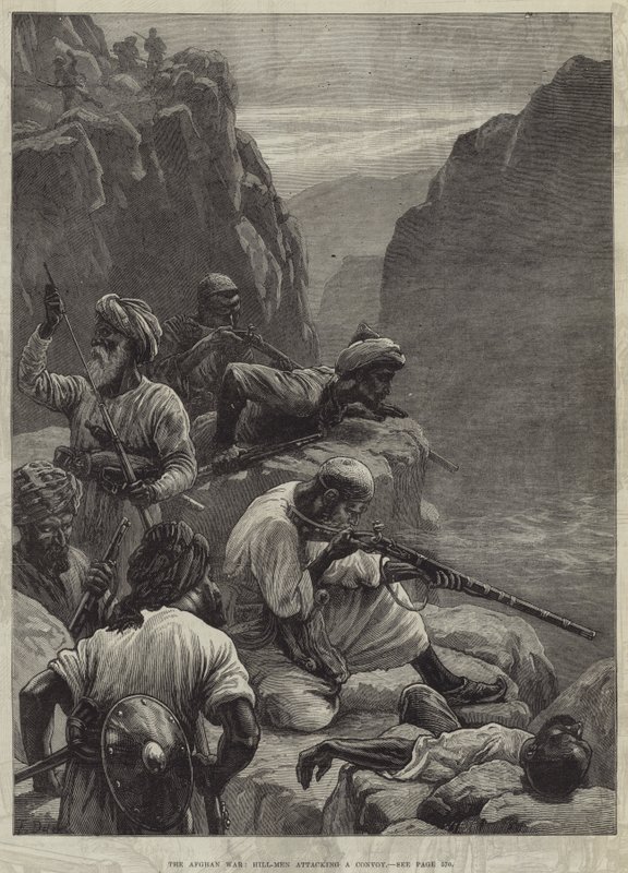 A Guerra do Afeganistão, Hill-Men atacando um comboio de Frank Dadd
