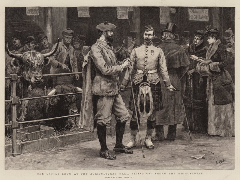 O Show de gado no Salão Agrícola, Islington, entre os Highlanders de Frank Dadd