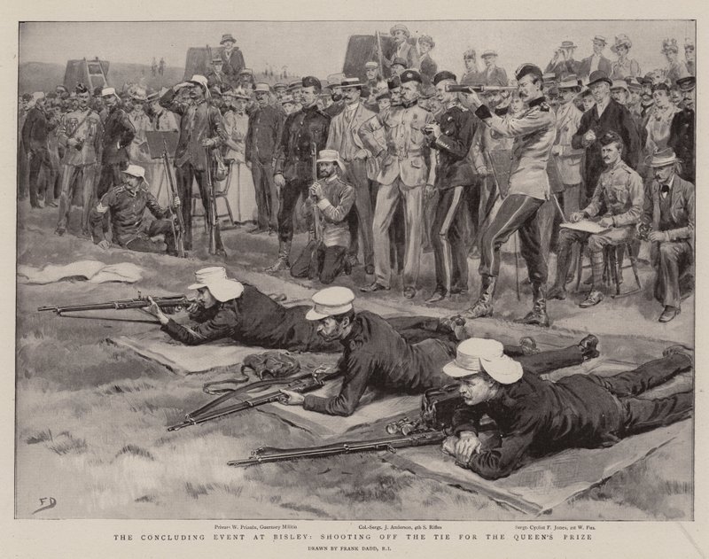 O evento conclusivo em Bisley, disparando o empate para o prêmio da rainha de Frank Dadd