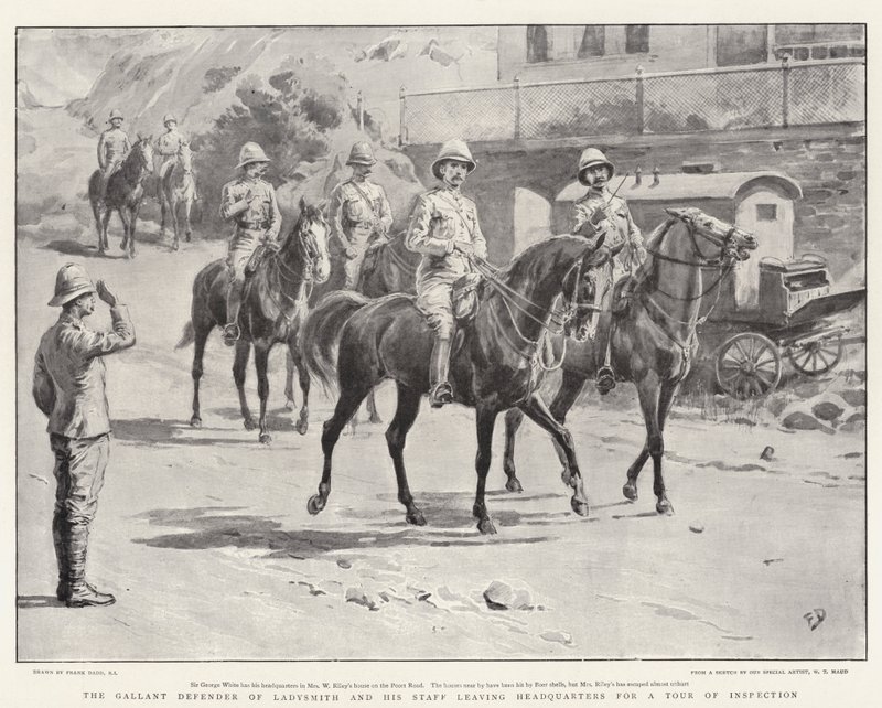 O galante defensor de Ladysmith e sua equipe deixando a sede para uma turnê de inspeção de Frank Dadd