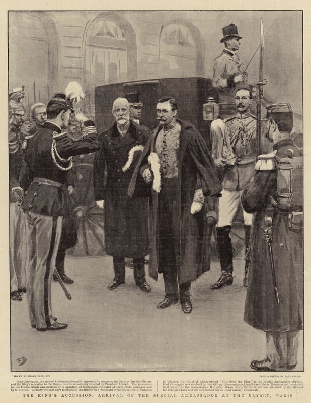 A chegada do rei, chegada do embaixador especial no Elysee, Paris de Frank Dadd