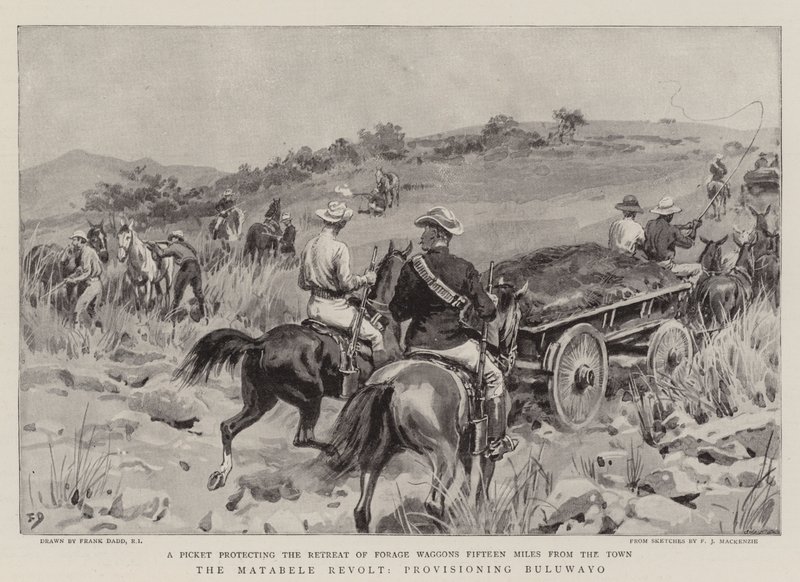 A Revolta Matabele, provisionando Buluwayo de Frank Dadd
