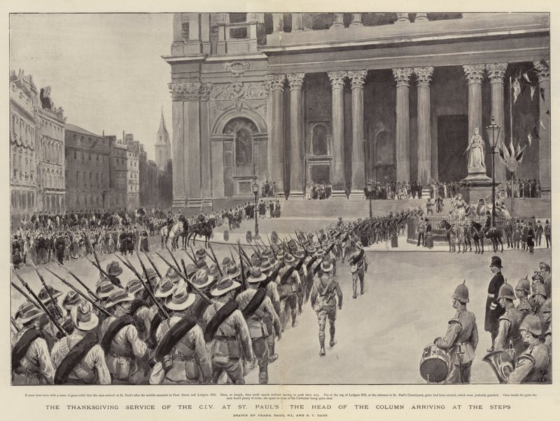 O Serviço de Ação de Graças do CIV em São Paulo, o chefe da coluna chegando aos degraus de Frank Dadd