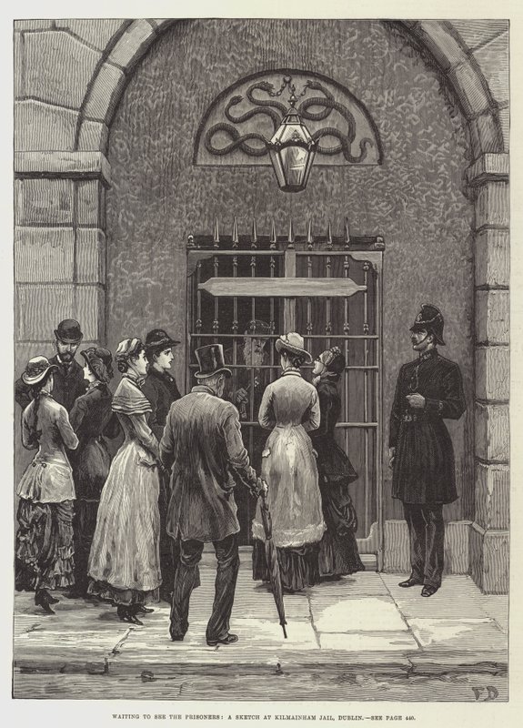 Esperando para ver os presos, um esboço na prisão de Kilmainham, Dublin de Frank Dadd
