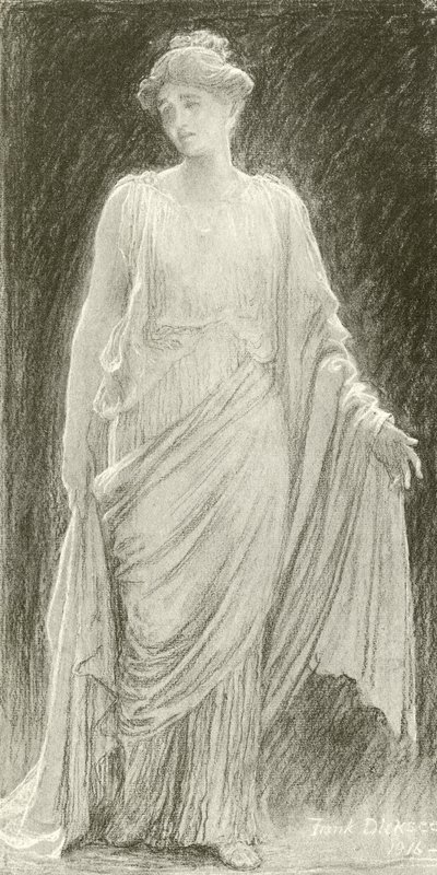 Madame de Navarro (Mary Anderson) como Hermione em um conto de inverno (gravura) de Frank Dicksee