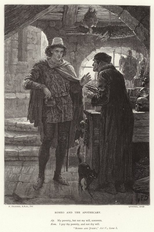 Romeu e o Boticário, Romeu e Julieta, Ato V, Cena I de Frank Dicksee