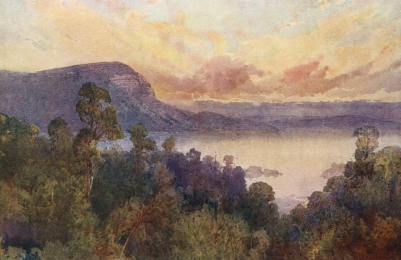 Nova Zelândia: Lago Waikare-Moana (litografia a cores) de Frank H Wright