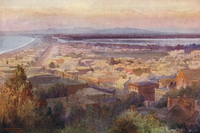 Nova Zelândia: Napier (litografia a cores) de Frank H Wright
